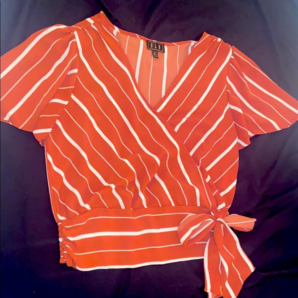 Striped mustard orange night top